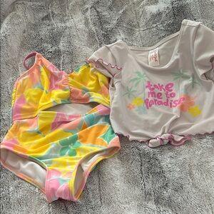 Cat & Jack Multicolor Kids Swim One Piece with Cover-Up